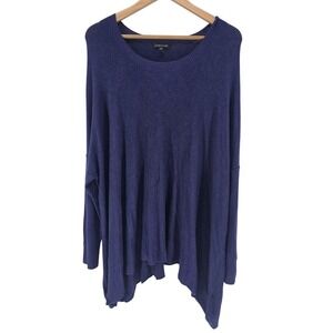 Eileen Fisher‎ Scoop Neck Tunic Top Large Indigo Purple Boxy Oversized Lagenlook